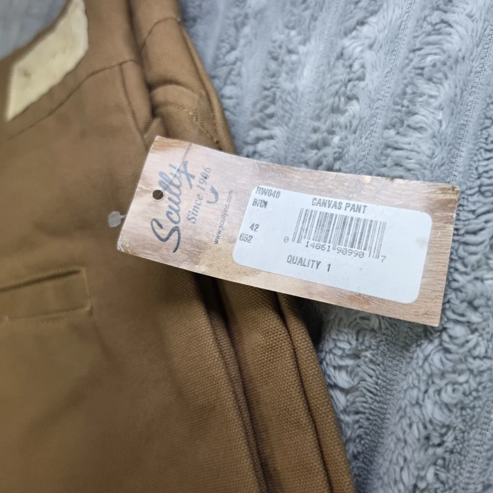 VTG Mens Scully Rangewear Durable Cotton Canvas Outdoor Pant Sz 42 Brown Tan NWT